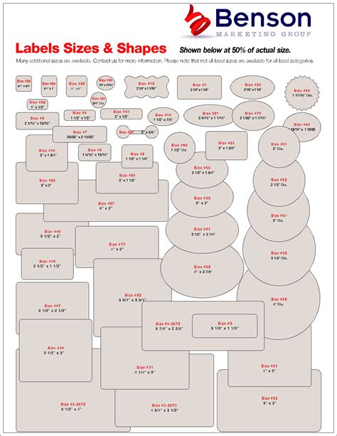 label size chart printable